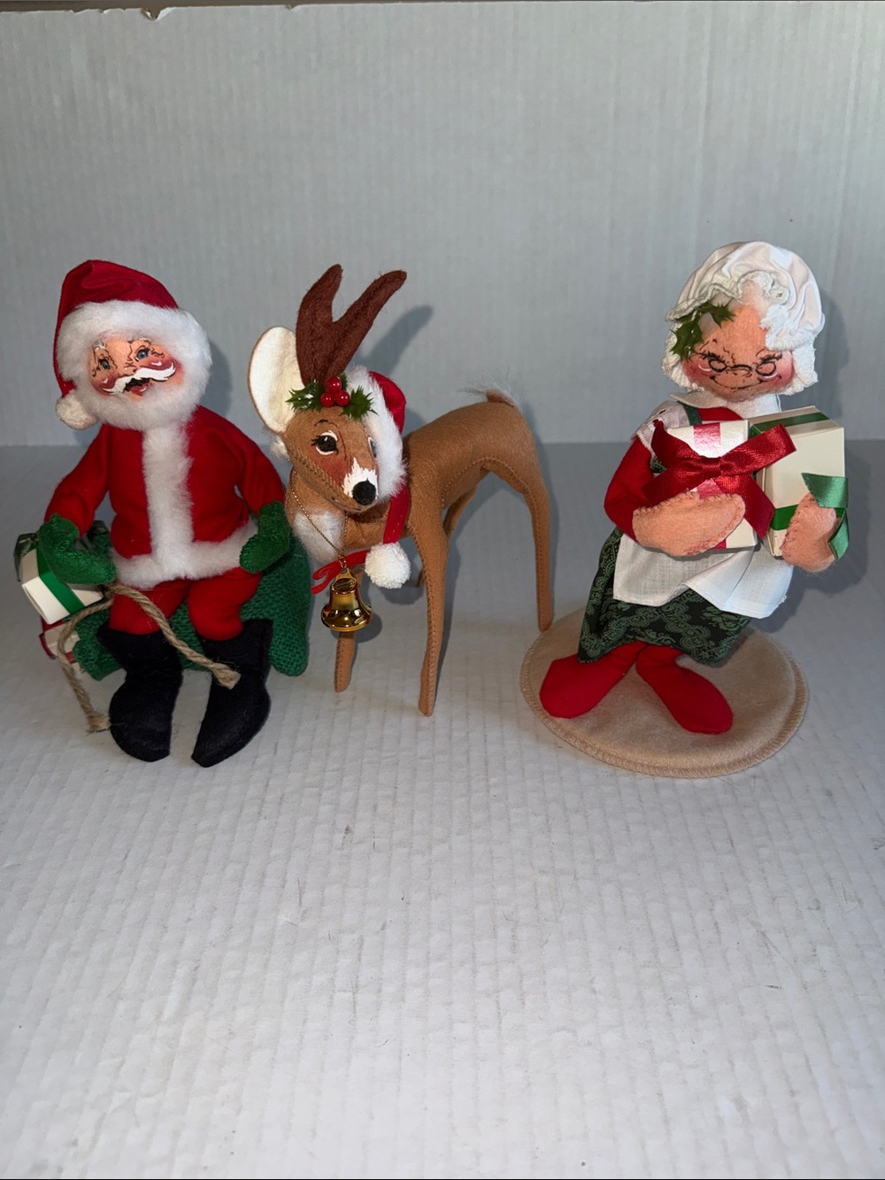 Vintage Annalee Santa, Mrs.Claus And Reindeer Christmas Decorations